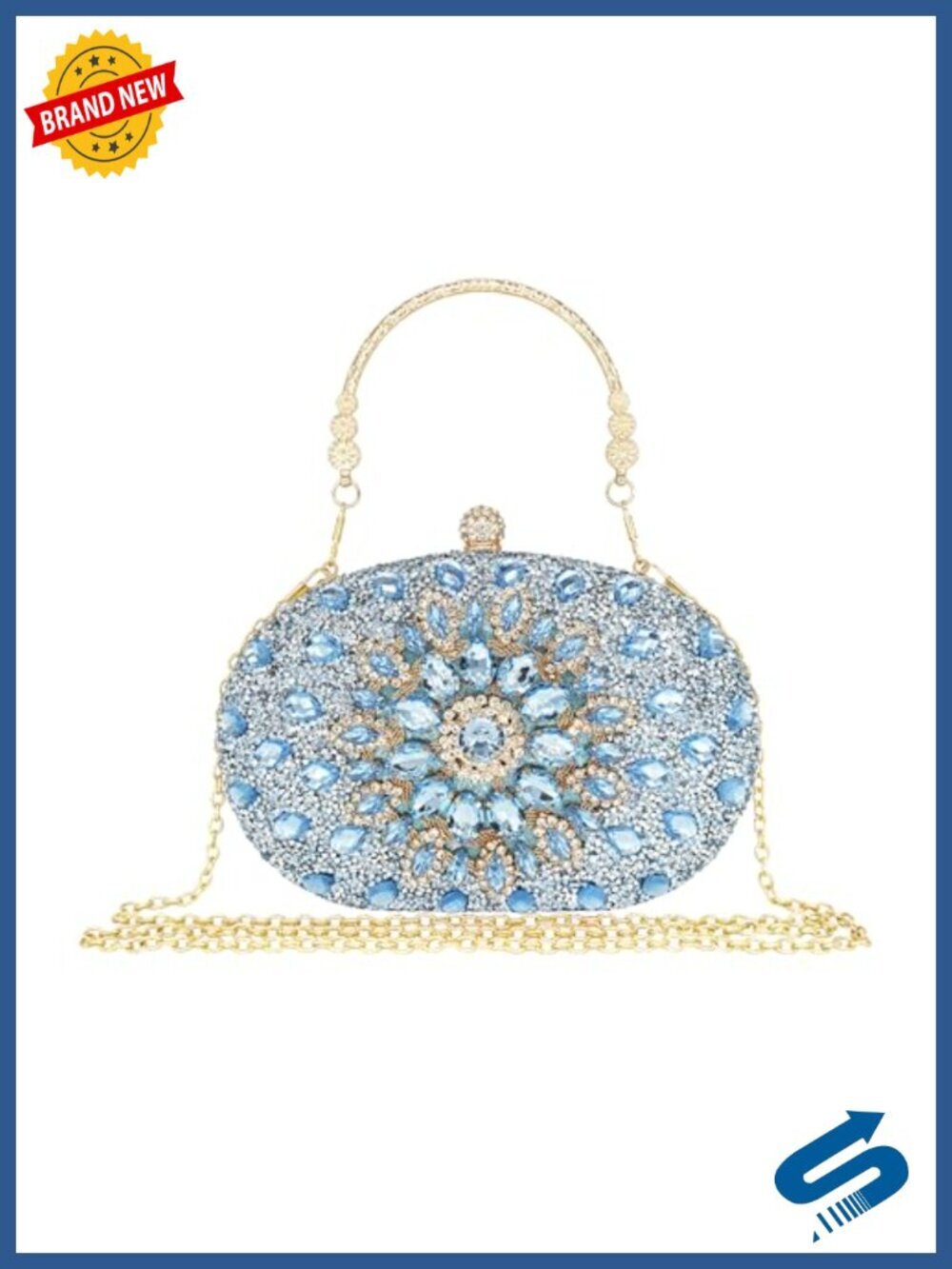Rhinestone Clutch Evening Bag Sparkly Crystals Gemstone Shoulder Bag